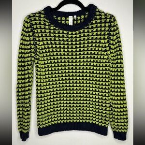 Anthropologie Si iae Women’s Medium 100% Cotton Chunky Knit Crochet Sweater EUC